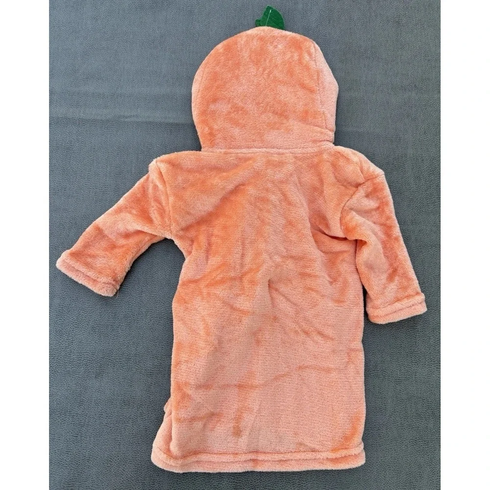 Modern Baby Pumpkin Robe Hooded Bath Set 3 Washcloths Orange Black 0-9 Months